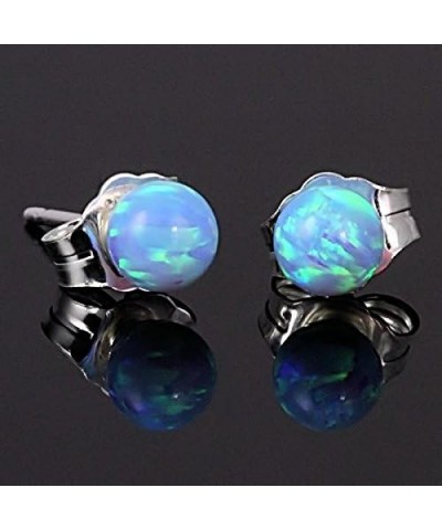 Trustmark 925 Sterling Silver Azure Blue Synthetic Opal Ball Stud Post Earrings 08mm $11.73 Earrings