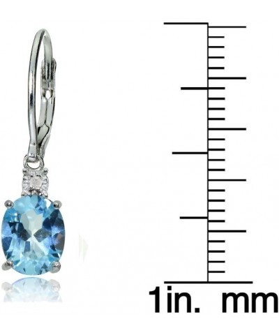 Sterling Silver Genuine or Created Gemstone Oval Dangling Leverback Earrings Blue Topaz $18.40 Earrings