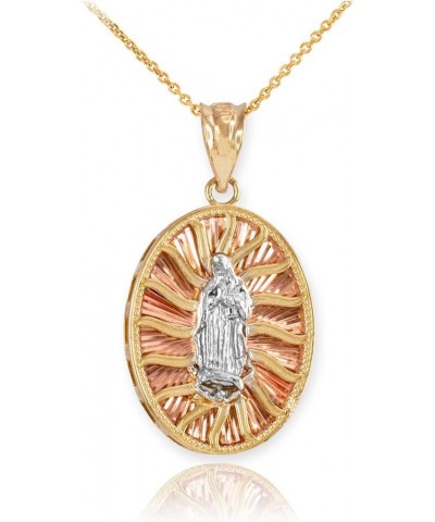 14k Tri-color Gold Blessed Our Lady of Guadalupe Miraculous Medal Pendant Necklace 20.0 Inches $151.69 Necklaces