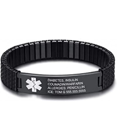 Free Engraving Medical Alert ID Bracelets for Mens Womens 7.0-8.5 Inch Emergency Alert ID Bracelets Bracelets Stainless Steel...