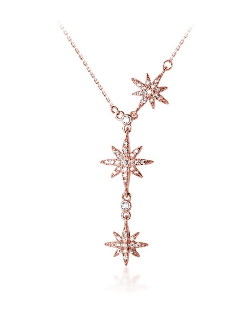 CZ Star Y Necklace for Women Teen Girls 925 Sterling Silver Star Choker Necklace Chain Pendant Necklace C-Rose Gold $11.28 Ne...