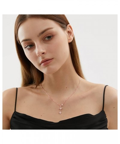 CZ Star Y Necklace for Women Teen Girls 925 Sterling Silver Star Choker Necklace Chain Pendant Necklace C-Rose Gold $11.28 Ne...