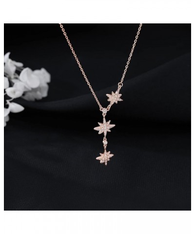 CZ Star Y Necklace for Women Teen Girls 925 Sterling Silver Star Choker Necklace Chain Pendant Necklace C-Rose Gold $11.28 Ne...