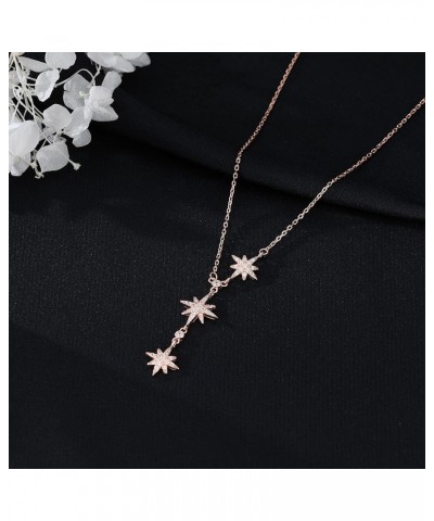 CZ Star Y Necklace for Women Teen Girls 925 Sterling Silver Star Choker Necklace Chain Pendant Necklace C-Rose Gold $11.28 Ne...