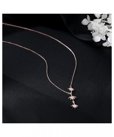 CZ Star Y Necklace for Women Teen Girls 925 Sterling Silver Star Choker Necklace Chain Pendant Necklace C-Rose Gold $11.28 Ne...