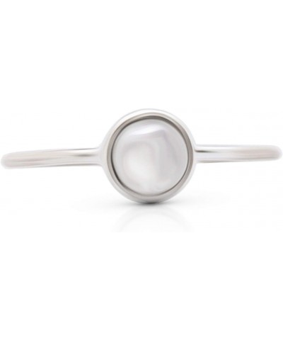 Round Moonstone 925 Sterling Silver Ring - Delicate BOHO Chic Jewelry - Fashionable and Stylish for Girls and Women with Velv...