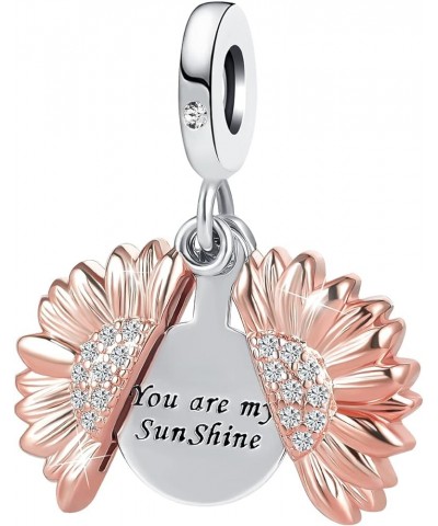 You are My Sunshine Sunflower Bead Charms for Pandora Charm Bracelets Girls Women Rose Gold $7.97 Bracelets