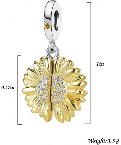 You are My Sunshine Sunflower Bead Charms for Pandora Charm Bracelets Girls Women Rose Gold $7.97 Bracelets