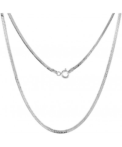 Sterling Silver Herringbone Chain Necklace & Bracelets 2mm - 14 mm Beveled Edges Nickel Free Italy 16-30 inch 16.0 Inches 2mm...