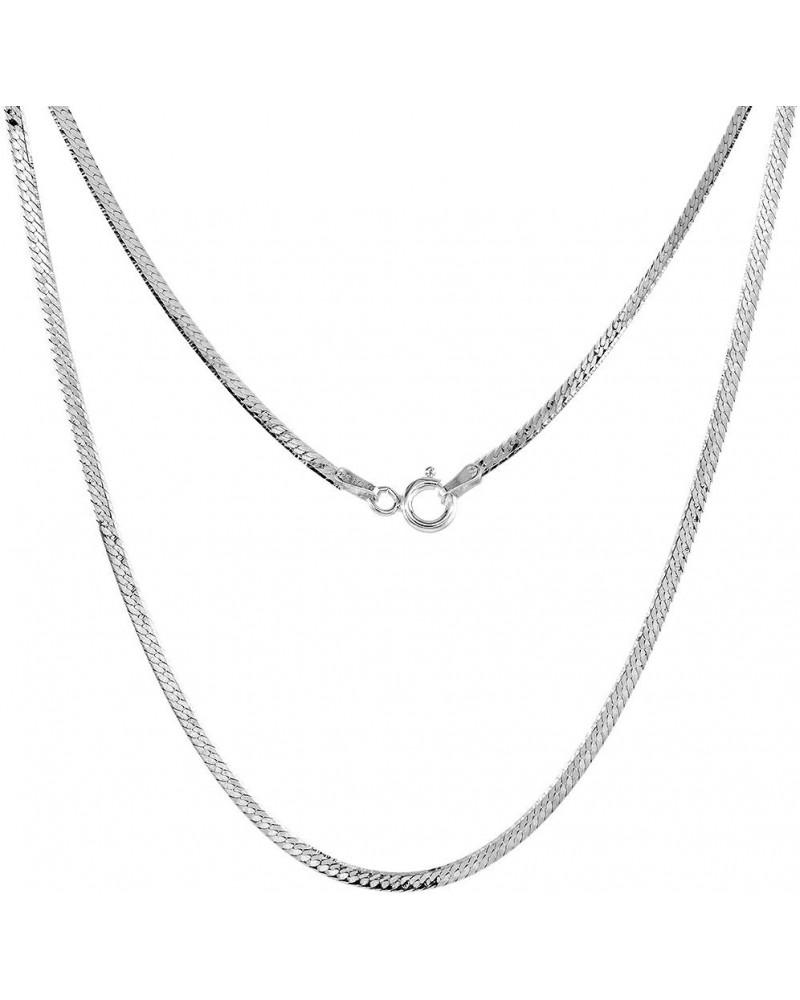 Sterling Silver Herringbone Chain Necklace & Bracelets 2mm - 14 mm Beveled Edges Nickel Free Italy 16-30 inch 16.0 Inches 2mm...