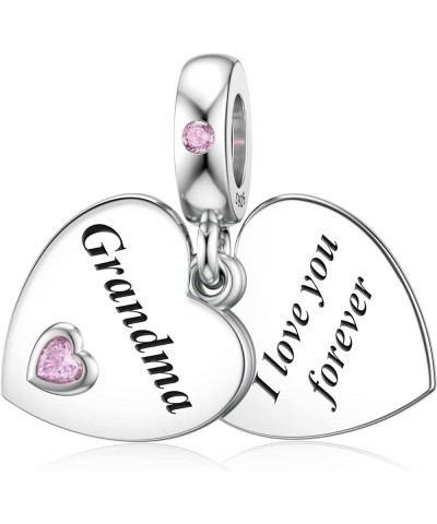 Mother Sister Daughter Wife Charms Fit Pandora Charms Bracelet with Double Heart Love Charms 925 Sterling Silver Beads for Wo...