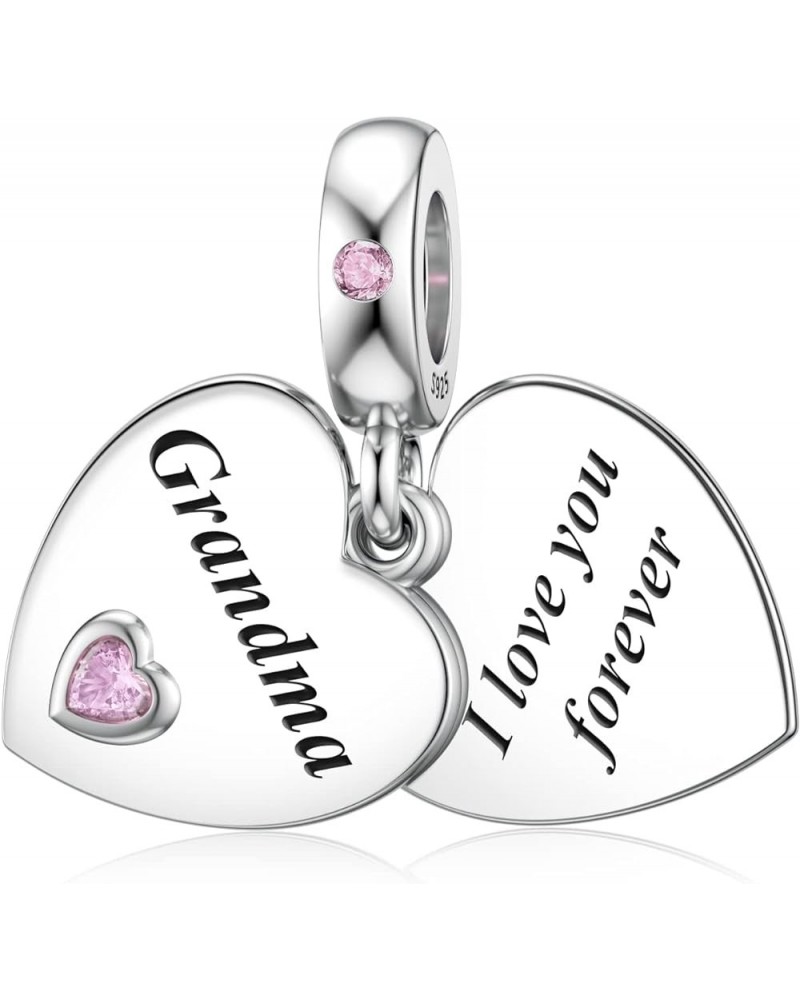 Mother Sister Daughter Wife Charms Fit Pandora Charms Bracelet with Double Heart Love Charms 925 Sterling Silver Beads for Wo...