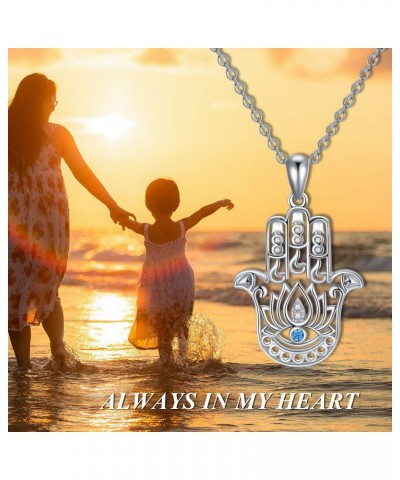 Hamsa Necklace 925 Sterling Silver Evil Eye Hamsa Hand Pendant Necklace Good Luck Jewelry Gift for Women Girl $20.09 Necklaces