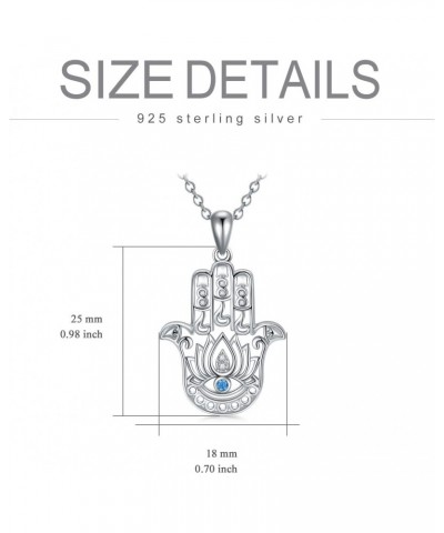 Hamsa Necklace 925 Sterling Silver Evil Eye Hamsa Hand Pendant Necklace Good Luck Jewelry Gift for Women Girl $20.09 Necklaces