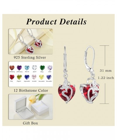 Butterfly Dangle Drop Earrings for Women 925 Sterling Silver Birthstone Earrings Love Heart Leverback Jewelry Gifts for Women...