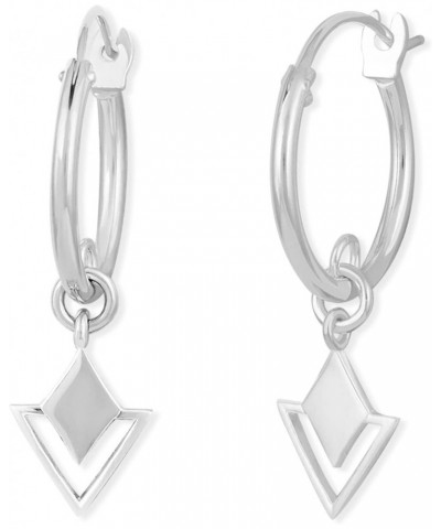 Jewelry Sterling Silver Geometric Diamond & Triangle Snap Down Closure Tube Hoop Earrings $18.35 Earrings