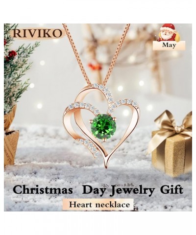 Love Heart Necklace For Women 925 Sterling Silver Gold Plated Zirconia Birthstone Pendant Necklaces for Mother Wife Girls Sis...