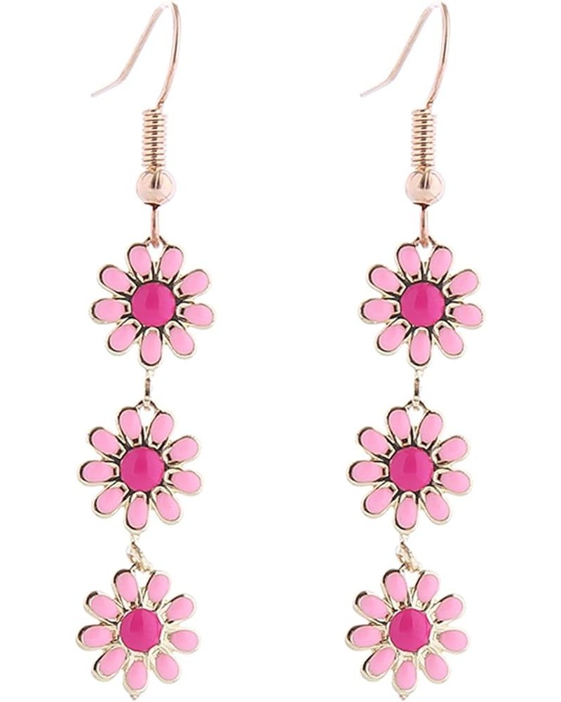 Colorful Long Daisy Flower Dangle Earrings Bohemian Sunflower Earrings for Women Girls Jewelry F $5.93 Earrings