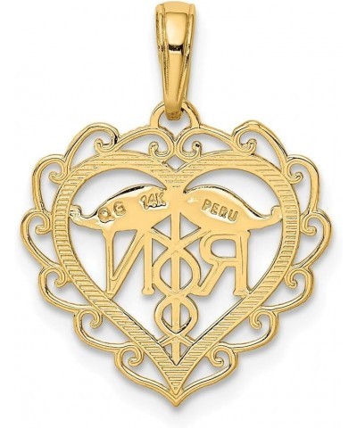 Solid 14k Yellow Gold Registered Nurse Heart Pendant Charm 18mm $67.51 Pendants