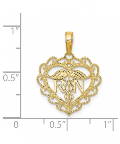 Solid 14k Yellow Gold Registered Nurse Heart Pendant Charm 18mm $67.51 Pendants