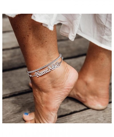 Stainless Steel Ankle Chain Bracelets for Women or Girls Cuban Curb/Figaro/Box Links Beach Foot Jewelry 8.5''-10.5'' Adjustab...