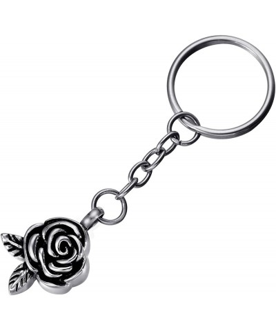 Memorial Keychain Crystal Four Leaf Clover Stainless Steel Urn for Ashes Cremation Pendant Rose Flower $9.24 Necklaces