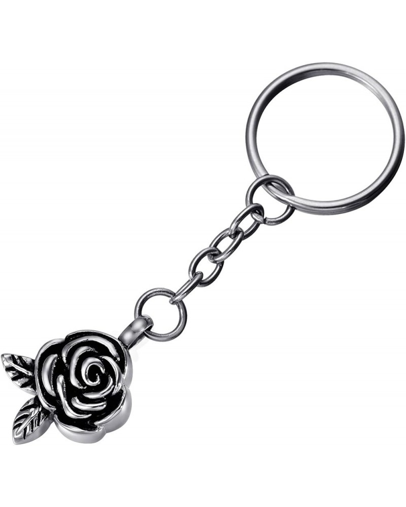 Memorial Keychain Crystal Four Leaf Clover Stainless Steel Urn for Ashes Cremation Pendant Rose Flower $9.24 Necklaces