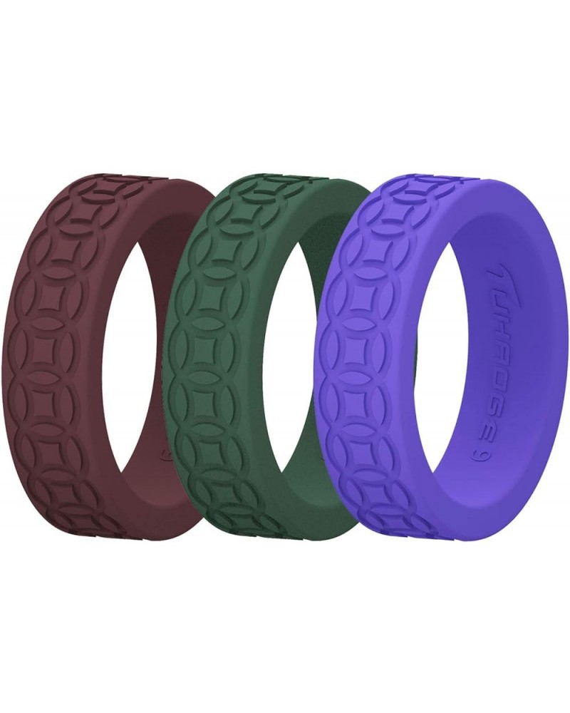 Women's Silicone Wedding Ring Silicone Rubber Wedding Bands Representing The Pattern of Independent Freedom and Dreams, Promi...