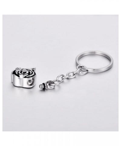 Memorial Keychain Crystal Four Leaf Clover Stainless Steel Urn for Ashes Cremation Pendant Rose Flower $9.24 Necklaces