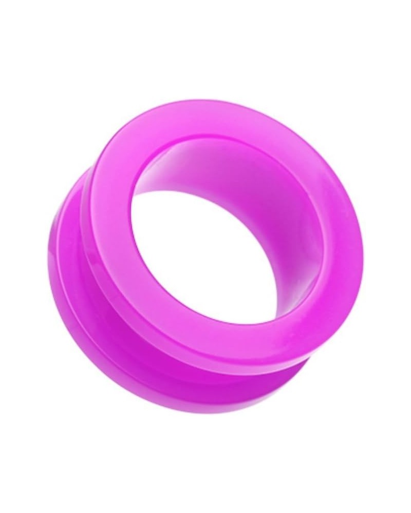 Neon Colored Acrylic Screw-Fit Ear Gauge Tunnel Plug 00 GA (10mm), Purple $9.53 Body Jewelry