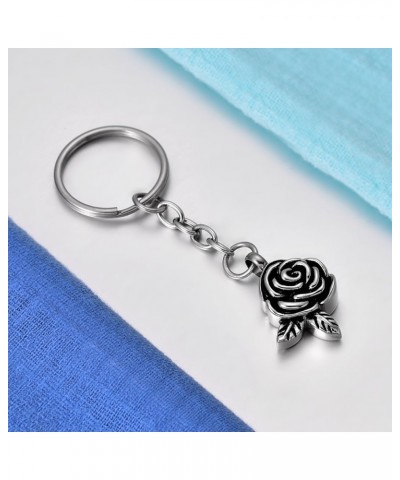 Memorial Keychain Crystal Four Leaf Clover Stainless Steel Urn for Ashes Cremation Pendant Rose Flower $9.24 Necklaces