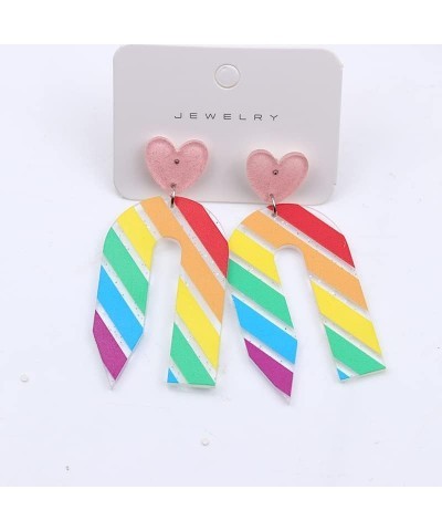 Teacher Earrings for Women Girls Wooden Pencil Drop Earrings Acrylic U-shaped Leopard Rainbow Pencil Dangle Drop Earring for ...