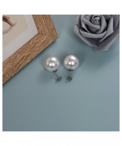 Big Pearl Earrings - Extra Oversized Classic Faux Round Large Simulated Pearl Studs for Women,Hypoallergenic to Sensitive Ear...