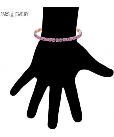 Paris Jewelry 18k Rose Gold 6 Cttw Created Amethyst Round Adjustable Tennis Plated Bracelet $9.35 Bracelets