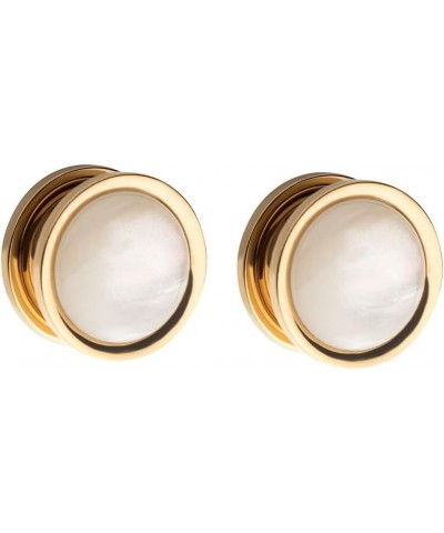 Golden Rim with Large White Synthetic Pearl Stone Screw Fit Plug Gauges, Sold as a Pair 12.7mm (1/2") $8.81 Body Jewelry