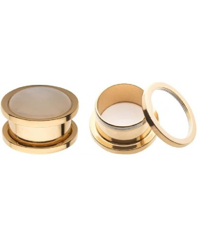 Golden Rim with Large White Synthetic Pearl Stone Screw Fit Plug Gauges, Sold as a Pair 12.7mm (1/2") $8.81 Body Jewelry