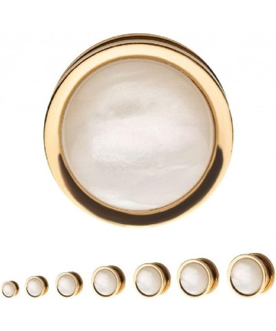 Golden Rim with Large White Synthetic Pearl Stone Screw Fit Plug Gauges, Sold as a Pair 12.7mm (1/2") $8.81 Body Jewelry