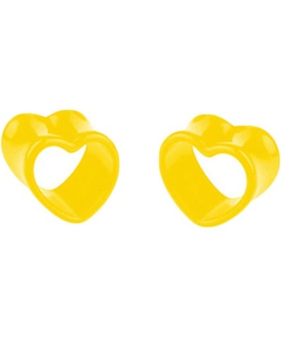 Gauge Earrings Acrylic Variety Sizes, Double Flared Tunnels2pcs White Gauges For Ears Heart Piercing Earrings Yellow 6.0 Mill...