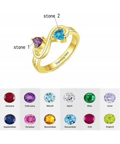 10k 14k 18k Solid Gold Personalized Name Ring with 2 Birthstones Real Gold Custom Two Name Rings Custom Any Name Ring for Wif...