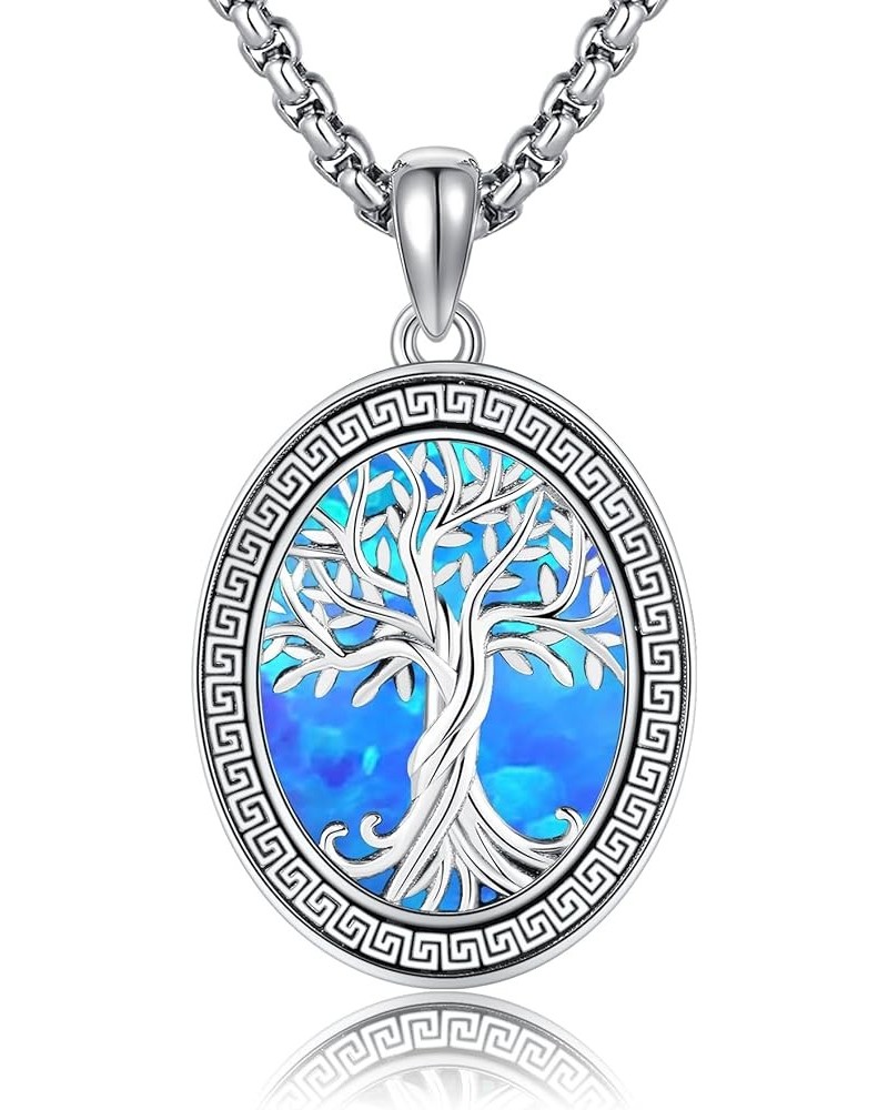 Tree Of Life Necklace 925 Sterling Silver Tree Of Life Pendant Greek Key Necklace Family Tree Of Life Jewelry Gift For Women ...