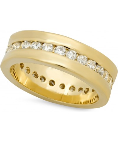 5.5mm Gold Plated Channel Set Round CZs Eternity Band Ring $22.00 Rings