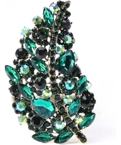 Women's Austrian Crystal Wedding Big Large Flower Leaf Bouquet Brooch Pin Gold Tone Green $9.51 Brooches & Pins