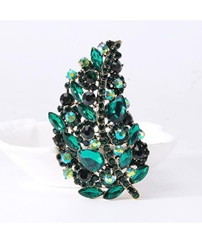 Women's Austrian Crystal Wedding Big Large Flower Leaf Bouquet Brooch Pin Gold Tone Green $9.51 Brooches & Pins