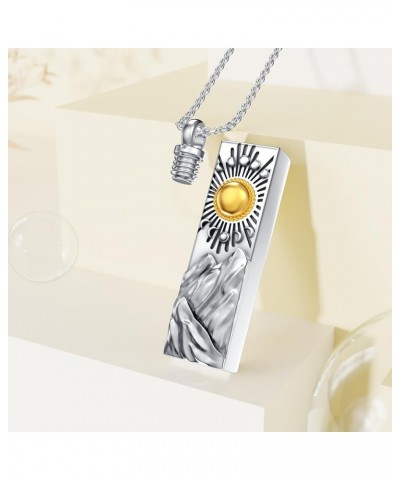 Sun Moon and Mountain Pendant Urn Necklace for Ashes Women/Men S925 Sterling Silver Cremation Jewelry for Pet Ashes Keepsake ...