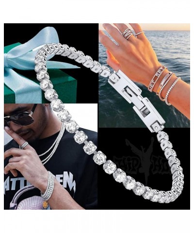 Tennis Chain Stainless Steel/18K Gold Plated 3mm Round Cubic Zirconia Cut Classic Iced Out Diamond Tennis Necklace for Men Wo...