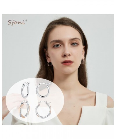 Sterling Silver Hoop Earrings - 925 Sterling Silver Hoop Earrings for Women - Hypoallergenic Cubic Zirconia Hoop Earrings Gir...