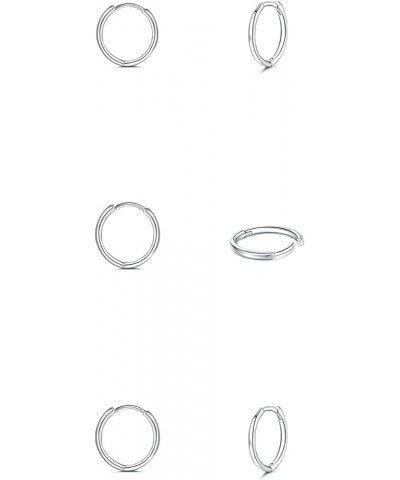 925 Sterling Silver Small Hoop Earrings Set - 14K White Gold Plated Silver Hoop Earrings | Tiny Endless Huggie Hoop Earring C...