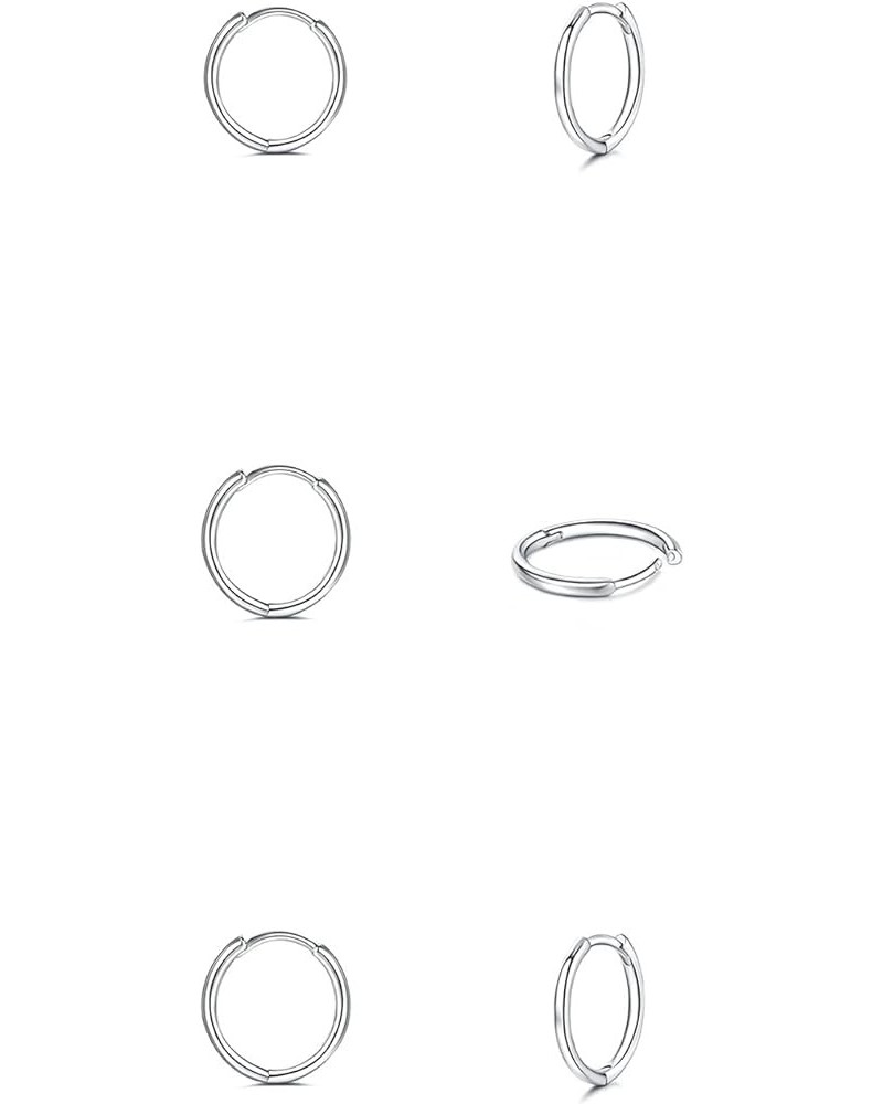 925 Sterling Silver Small Hoop Earrings Set - 14K White Gold Plated Silver Hoop Earrings | Tiny Endless Huggie Hoop Earring C...