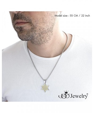 Exclusive Unisex Stainless Steel Star of David Necklace, 16-24 Inch Box Chain Silver & Gold 24 Inches $12.97 Necklaces