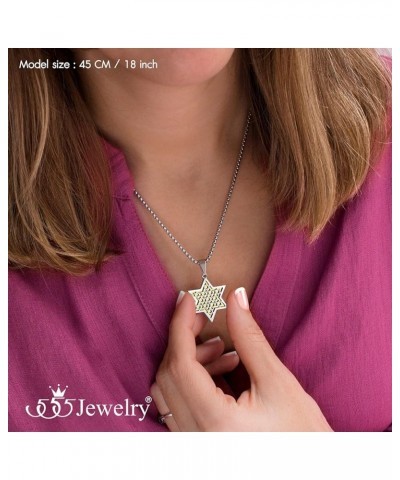 Exclusive Unisex Stainless Steel Star of David Necklace, 16-24 Inch Box Chain Silver & Gold 24 Inches $12.97 Necklaces